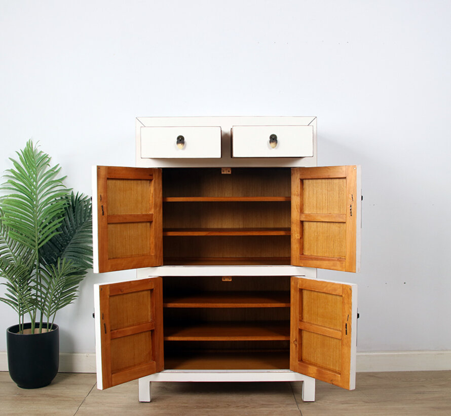 Chinese dresser wedding cabinet cabinet solid wood Cream white