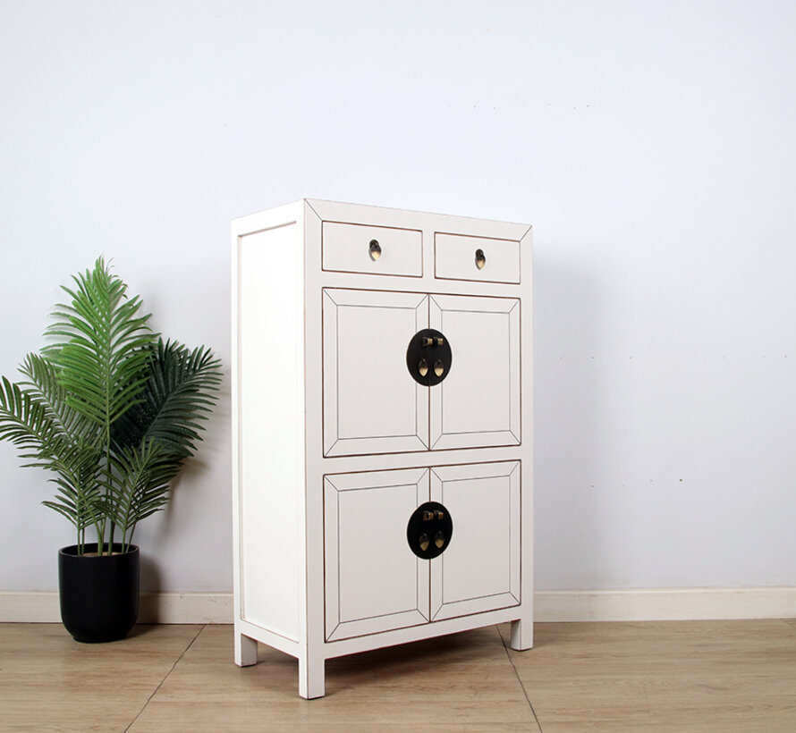 Chinese dresser wedding cabinet cabinet solid wood Cream white