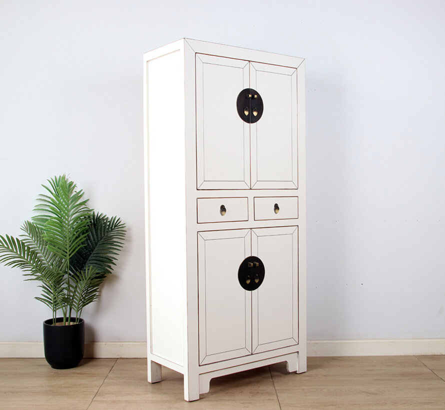 Chinesische Kommode Hochzeitschrank Mssivholz Cremeweiß