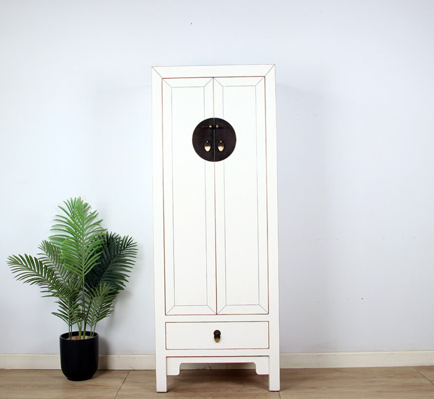 Chinese wedding cabinet 2 doors 1 drawer Cream white