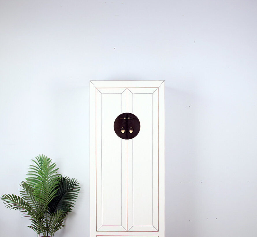Chinese wedding cabinet 2 doors 1 drawer Cream white