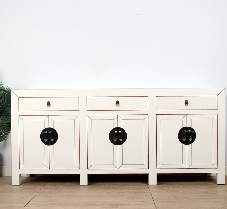 Timeless Modern  white Sideboard with Drawers and Doors Cream white