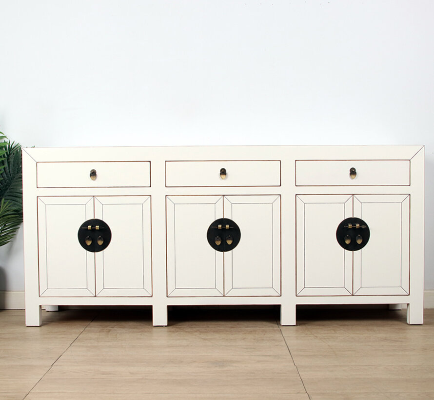 Timeless Modern  white Sideboard with Drawers and Doors Cream white