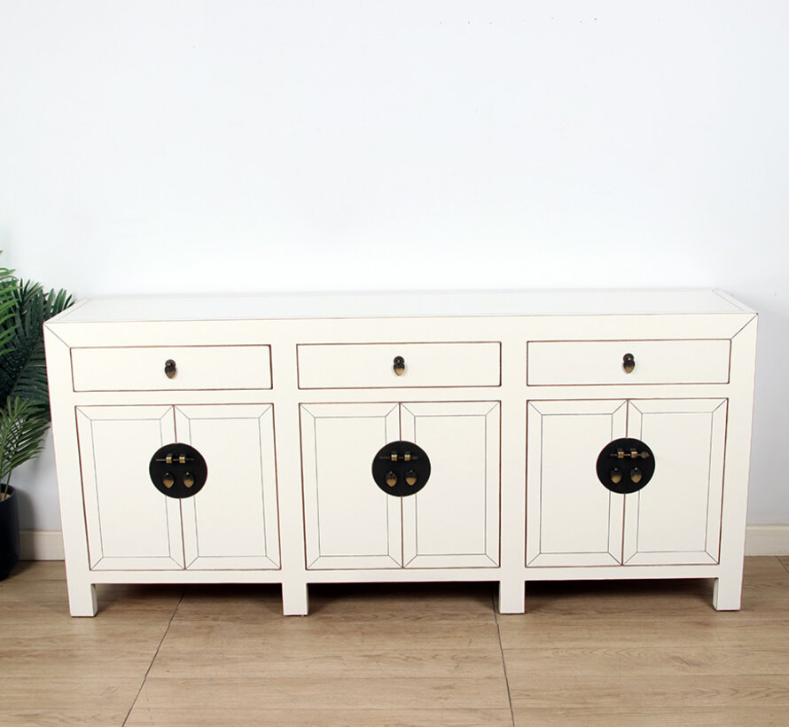 Timeless Modern  white Sideboard with Drawers and Doors Cream white