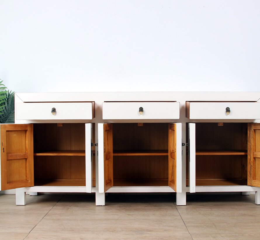 Timeless Modern  white Sideboard with Drawers and Doors Cream white