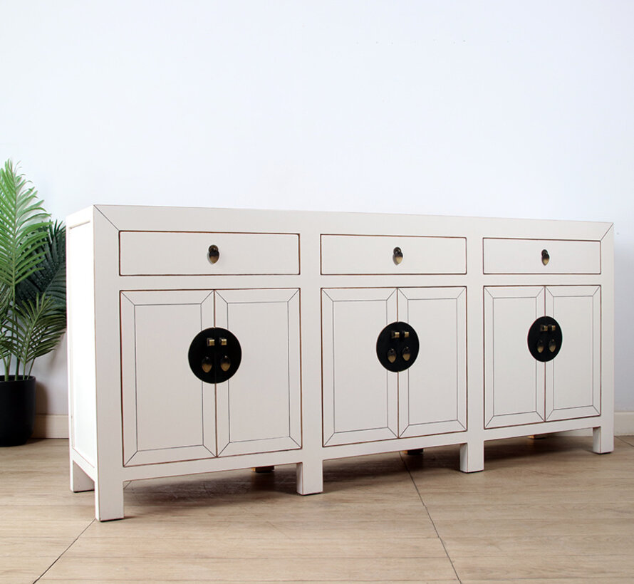 Timeless Modern  white Sideboard with Drawers and Doors Cream white
