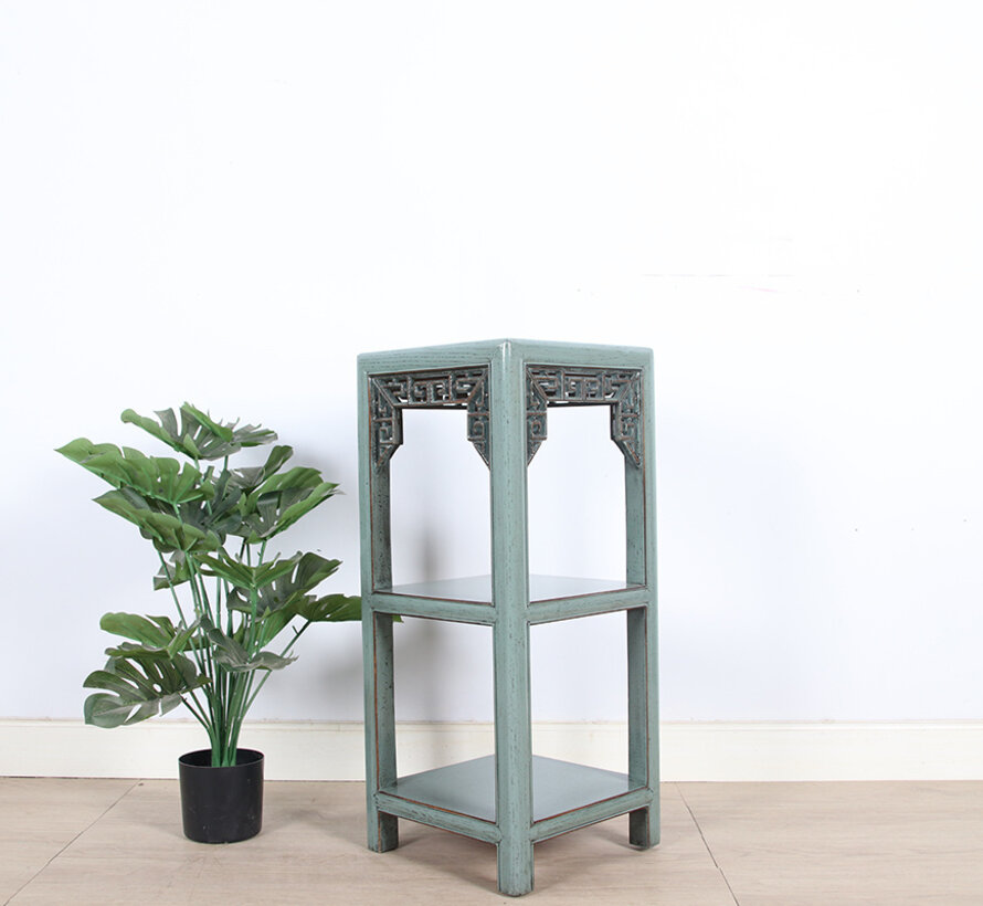 Flower column plant stand side table shelf solid wood  gray  RAL7005