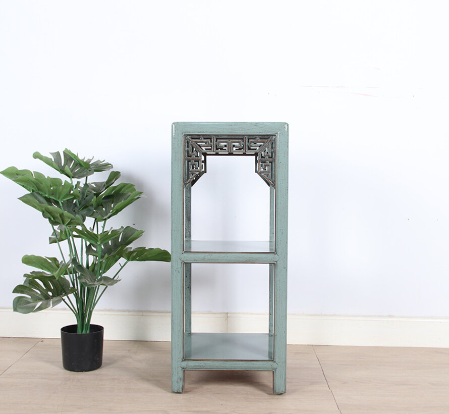 Blumensäule Pflanzenständer Beistelltisch Regal Massivholz grau  RAL7005