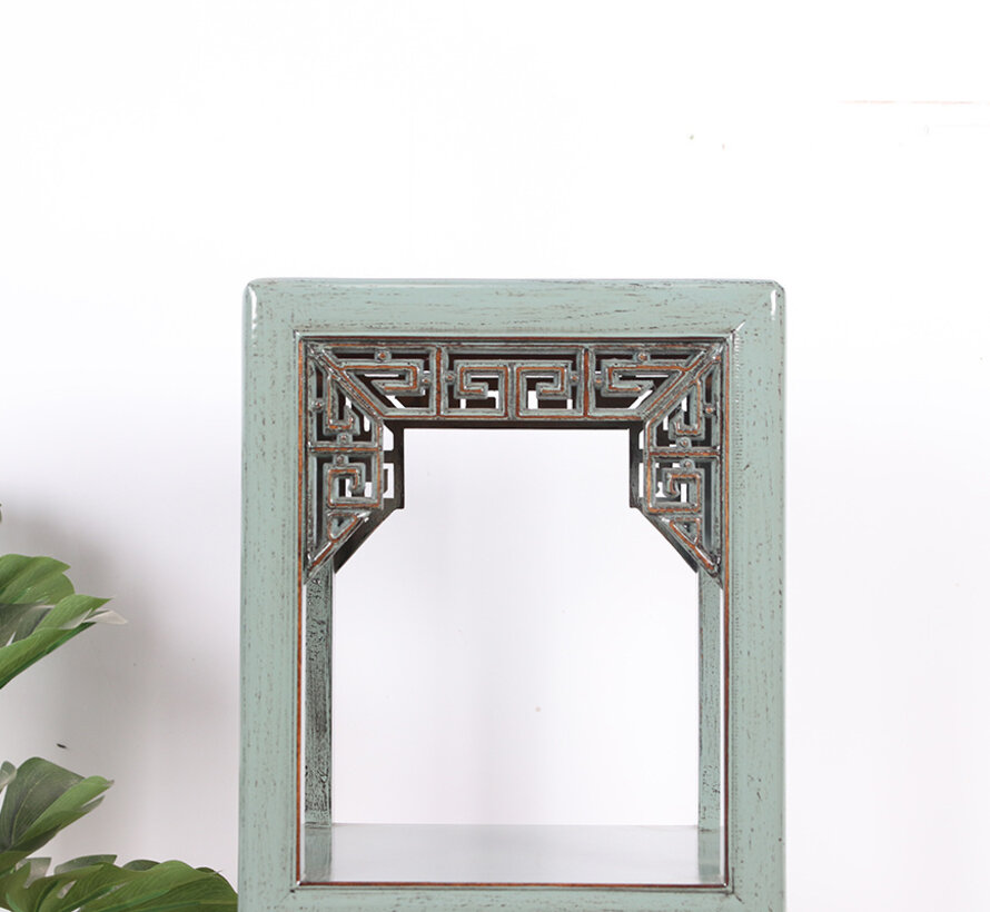 Flower column plant stand side table shelf solid wood  gray  RAL7005