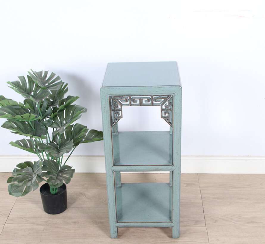 Flower column plant stand side table shelf solid wood  gray  RAL7005