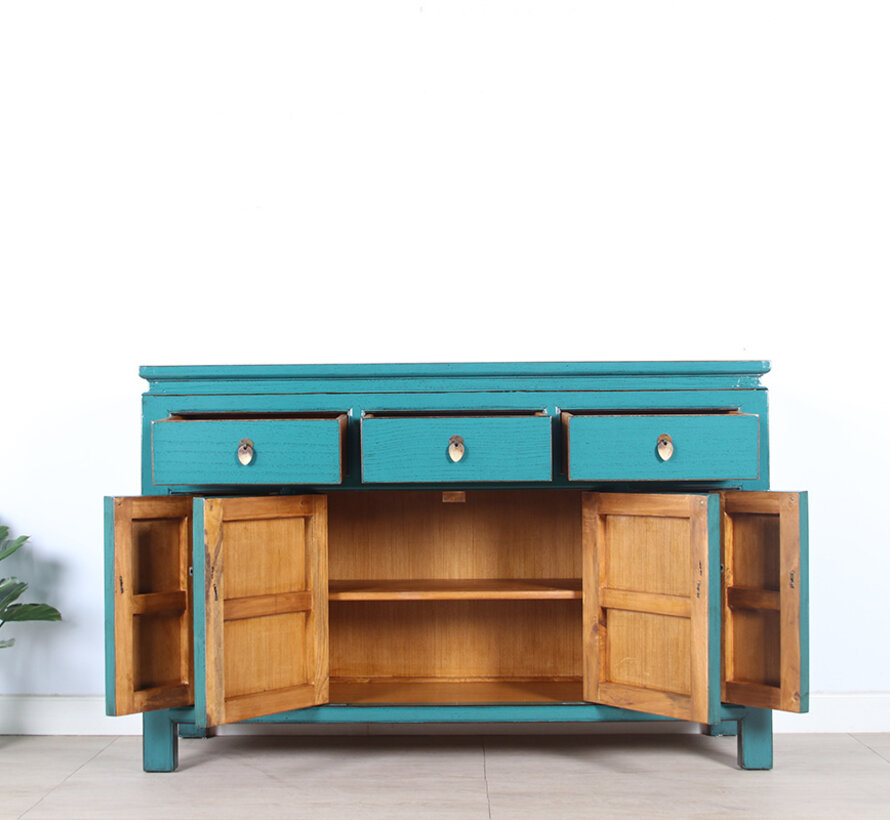 chinesisches Sideboard  Kommode 4 Türen 3 Schub türkis RAL5018