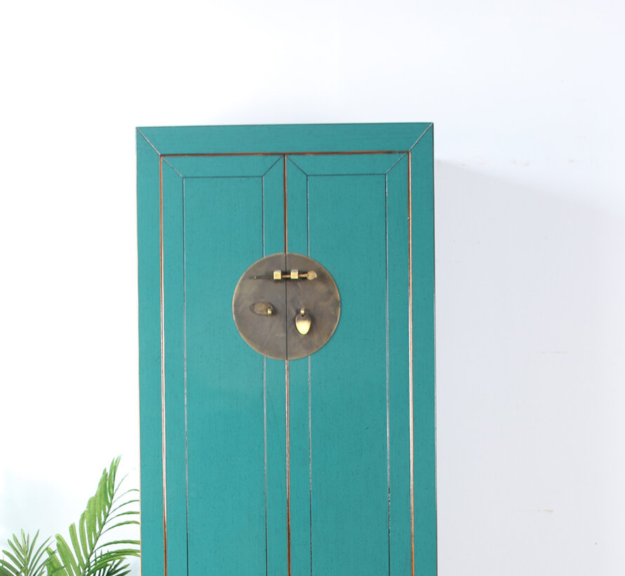 Chinesischer Hochzeitschrank 2 Türen 1 Schublade türkis  RAL5018