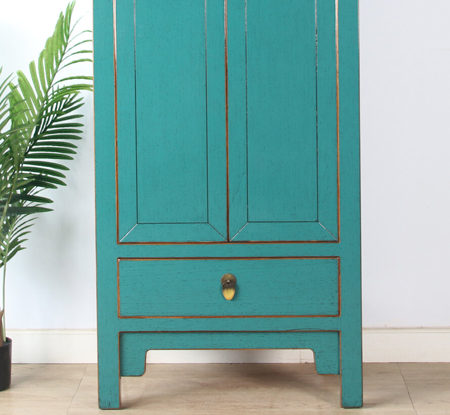 Chinese wedding cabinet 2 doors 1 drawer turquoise RAL5018