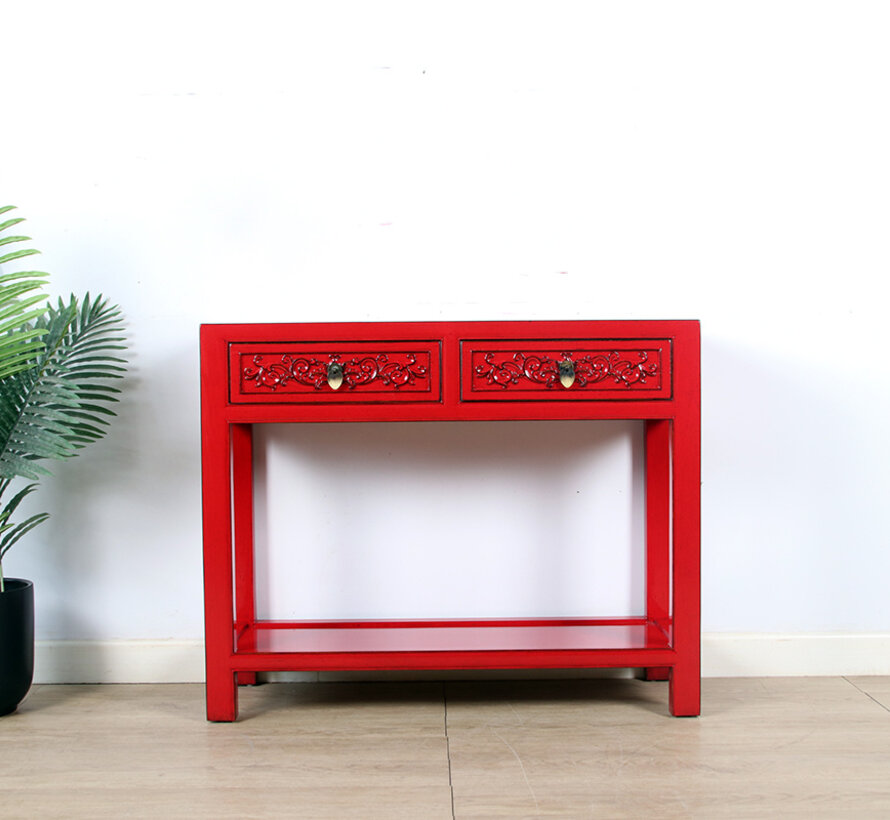 Console console table  solid wood red