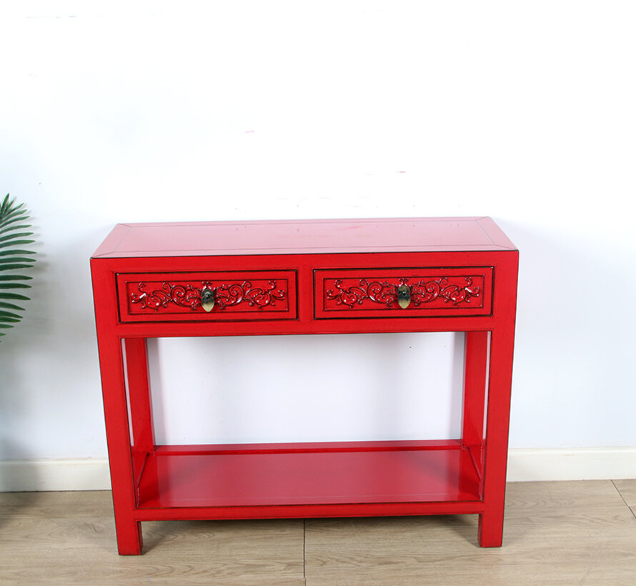 Console console table  solid wood red