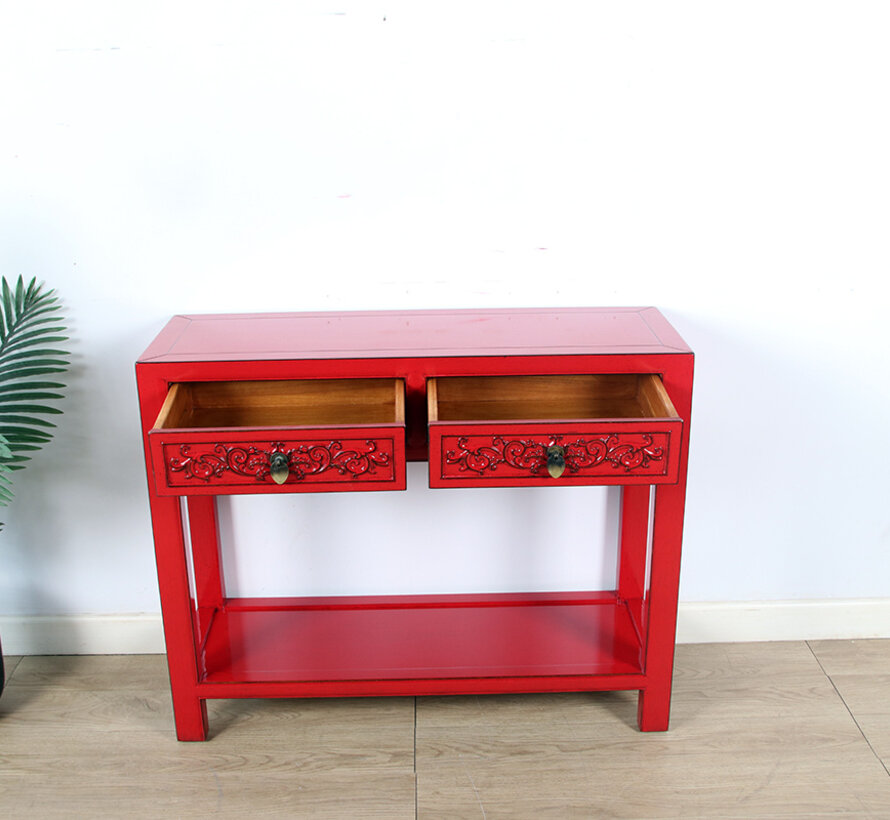 Console console table  solid wood red