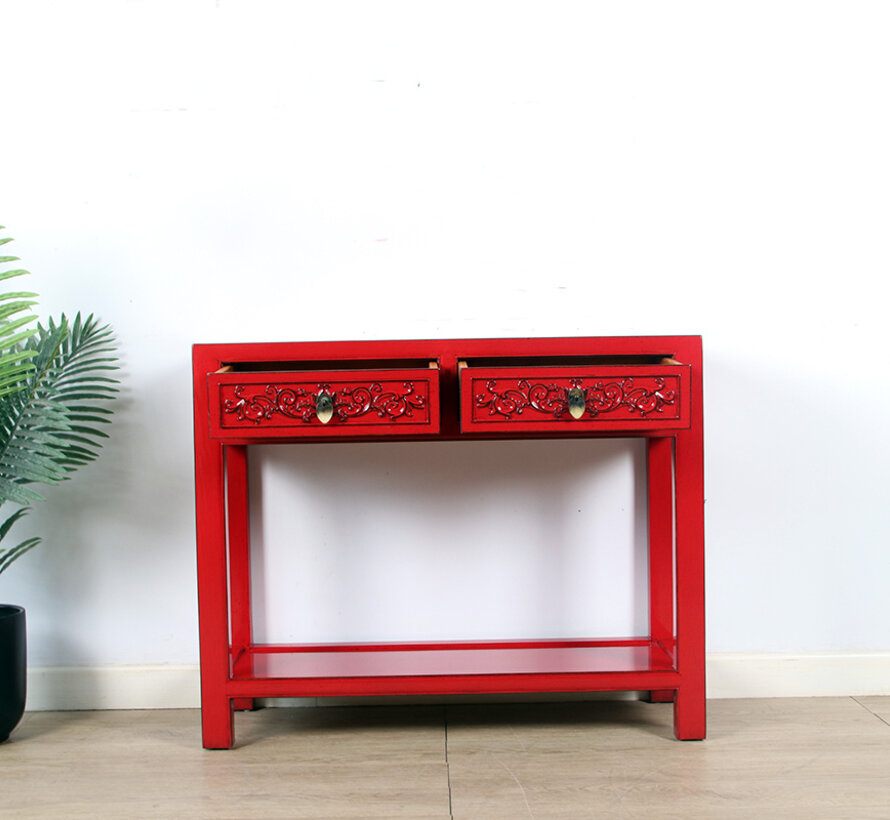 Console console table  solid wood red