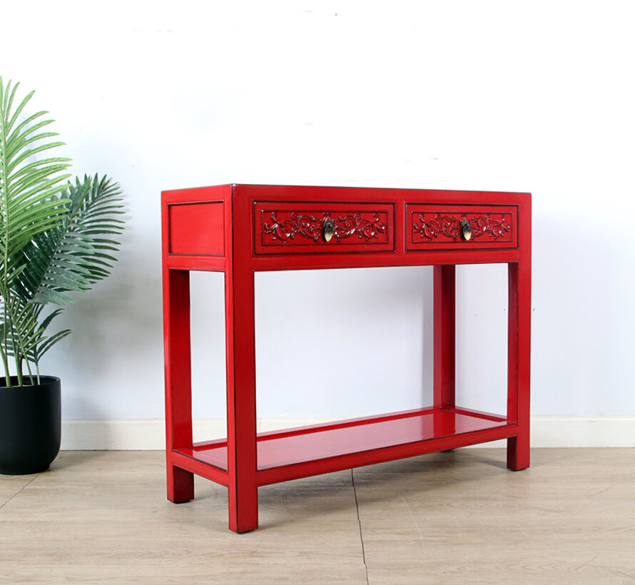 Konsole Konsolentisch  aus massivem Holz rot