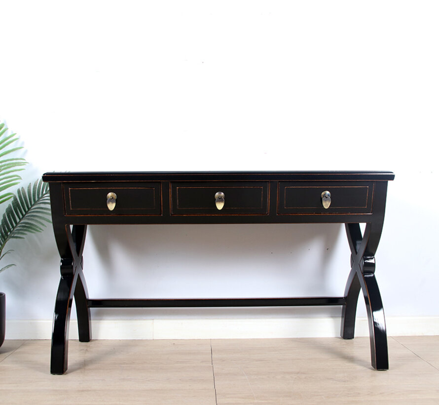 Desk with rattan weaving made of natural bamboo