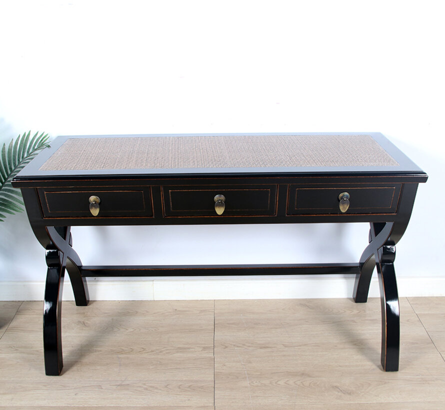 Desk with rattan weaving made of natural bamboo