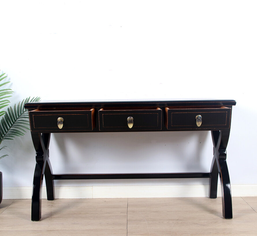 Desk with rattan weaving made of natural bamboo