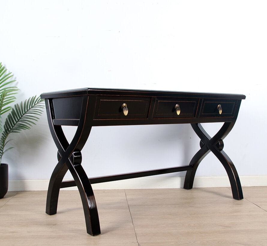 Desk with rattan weaving made of natural bamboo