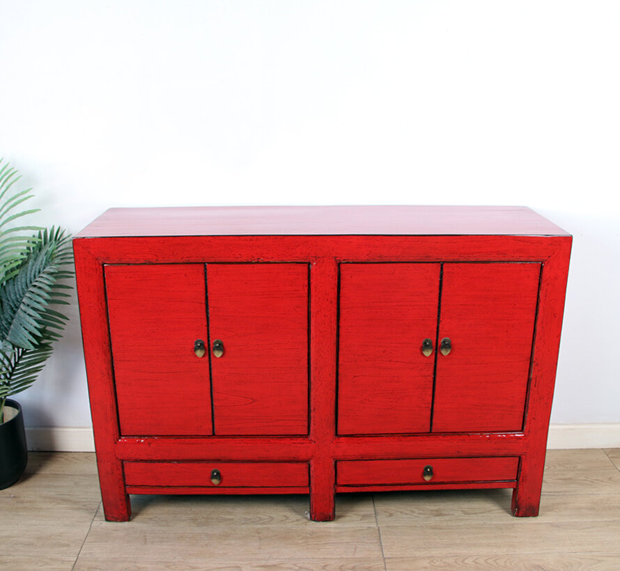 Elegantes Sideboard in kräftigem Rot Ein Blickfang für jedes Zuhause