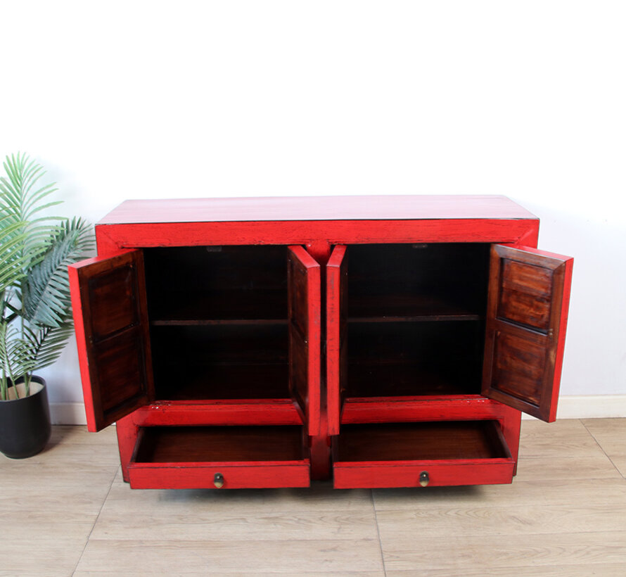 Elegantes Sideboard in kräftigem Rot Ein Blickfang für jedes Zuhause