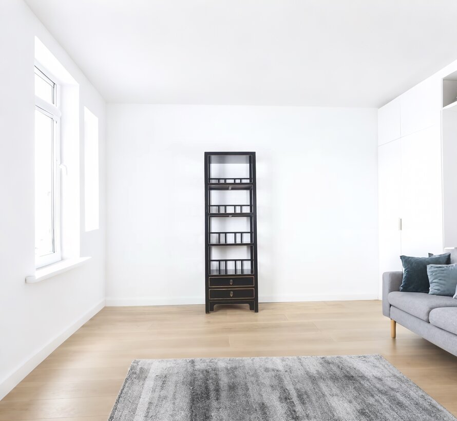 Shelf dresser cabinet solid wood 2 drawers black