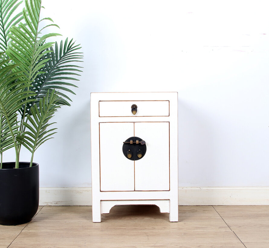Chinese cabinet Chinese bedside cabinet solid wood cream white
