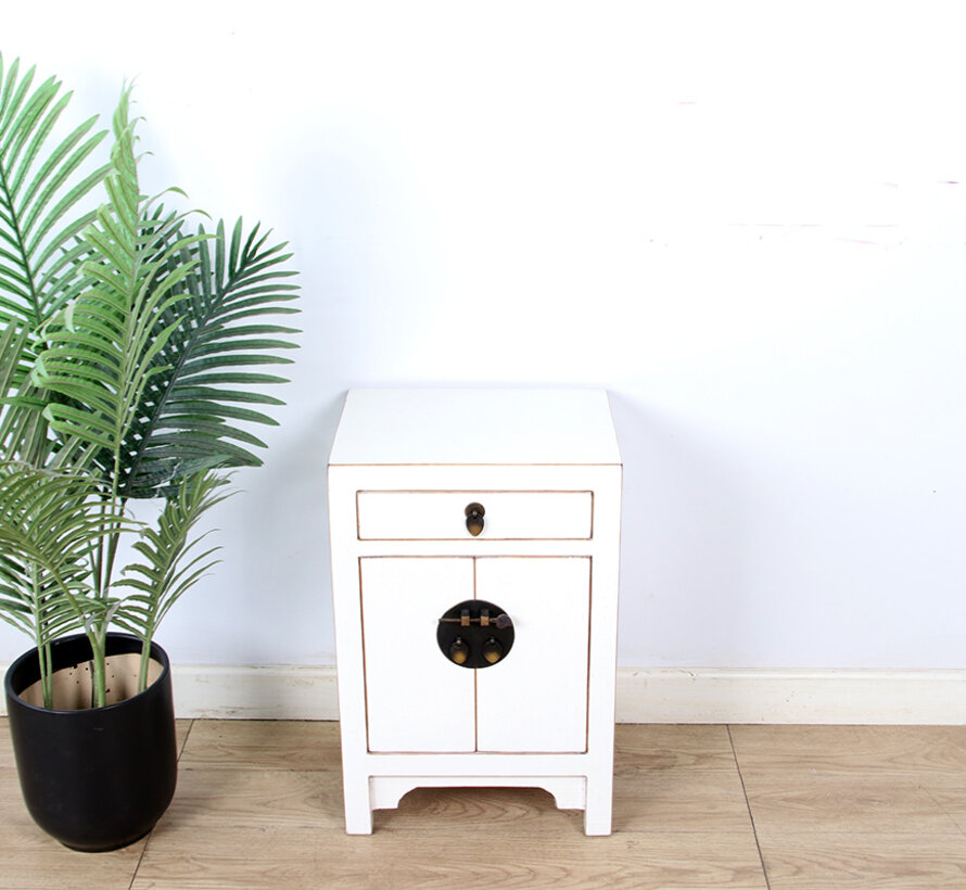 Chinese cabinet Chinese bedside cabinet solid wood cream white