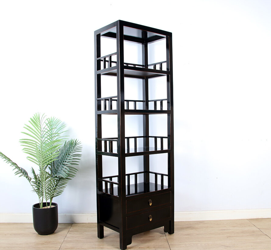 Regal Kommode Schrank Massivholz 2 Schubladen schwarz