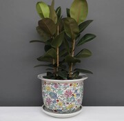 Yajutang Flowerpot white & colorful flowers Ø 26