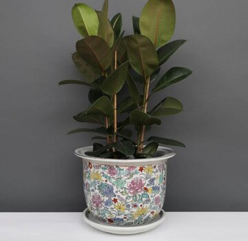 Yajutang Flowerpot white & colorful flowers Ø 26