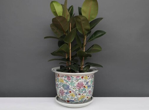 Yajutang Flowerpot white & colorful flowers Ø 26