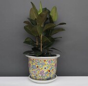Yajutang Flowerpot yellow & colorful flowers Ø 26