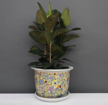 Yajutang Flowerpot yellow & colorful flowers Ø 26