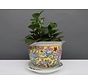 Porcelain flowerpot yellow colorful flowers  Ø 13