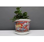 Porzellan Blumentopf  rot bunte Blumen Ø16