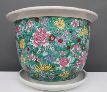 Yajutang Flowerpot green & colorful flowers Ø 30