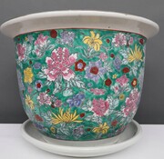 Yajutang Flowerpot green & colorful flowers Ø26