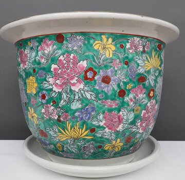 Yajutang Flowerpot green & colorful flowers Ø26