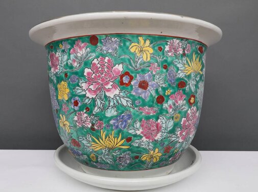 Yajutang Flowerpot green & colorful flowers Ø26