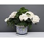 China porcelain flowerpot blue-white with green flowers Ø19