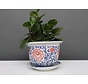 China Porcelain Flowerpot Blue-White with red Flowers Ø 13