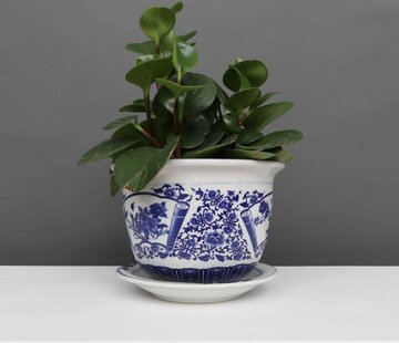 Yajutang Flowerpot blue-white with peony Ø 13