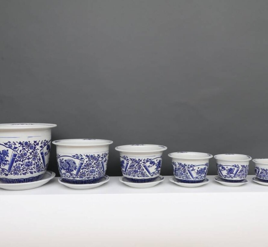 China porcelain flowerpot blue-white with peony flower Ø16