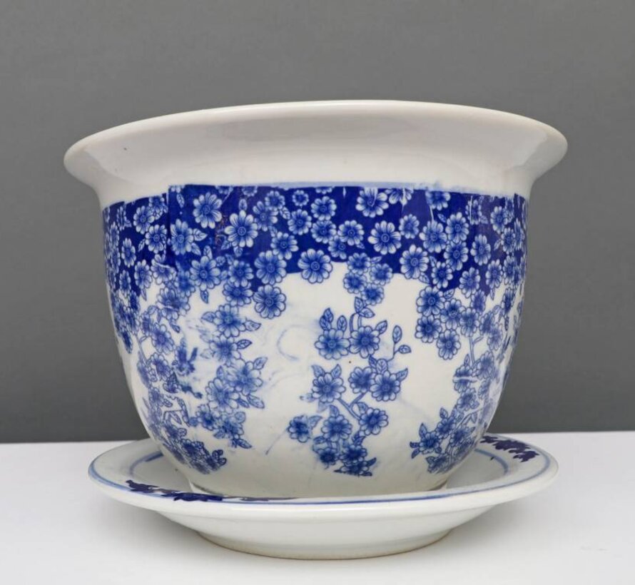 China porcelain flowerpot blue-white with butterfly Ø19