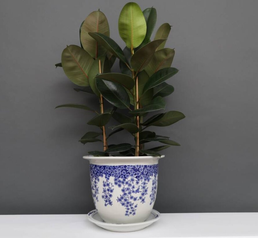 China porcelain flowerpot blue-white with butterfly Ø19