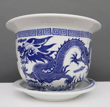 Yajutang Flowerpot Blue-White & Dragon Motif Ø19